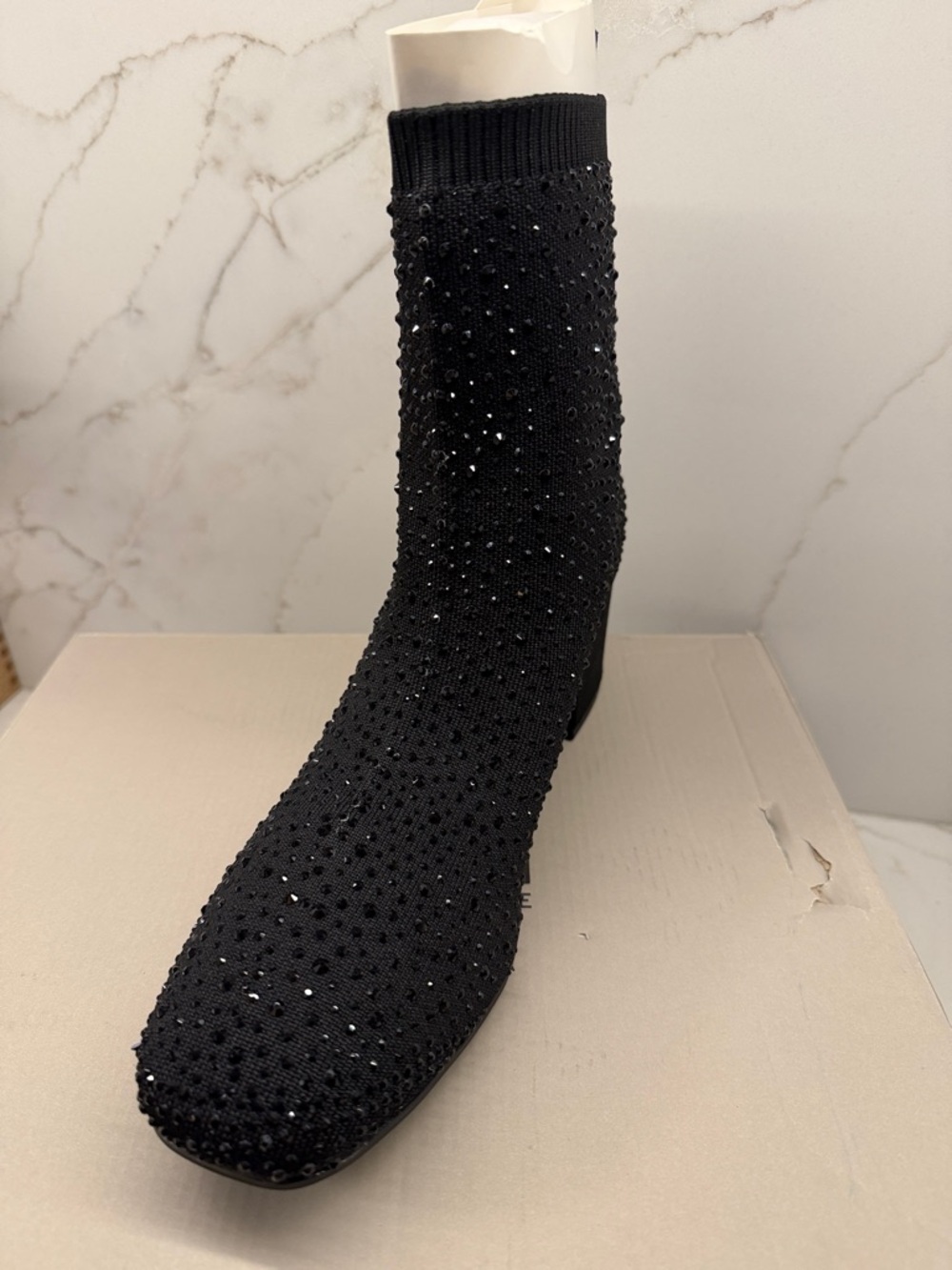 Kenneth Cole Black Crystal-Embellished Ankle Booties